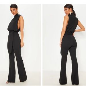 PrettyLittleThing Black Wide Leg Jumpsuit with High Neck
